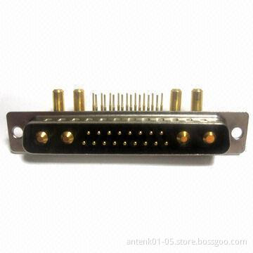 Combo D-sub Connector, Right Angle Version, Available in 10, 20, 30 and 40A, OEM/ODM Orders Welcomed